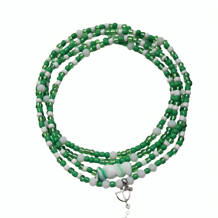 Guia de Caboclo / Oxóssi com miçangas de vidro, cristais e pingente em Oferta na Shopee
