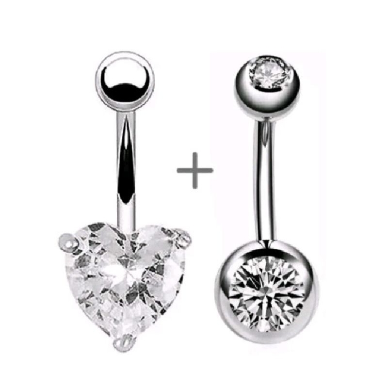 kit 2 piercings umbigo