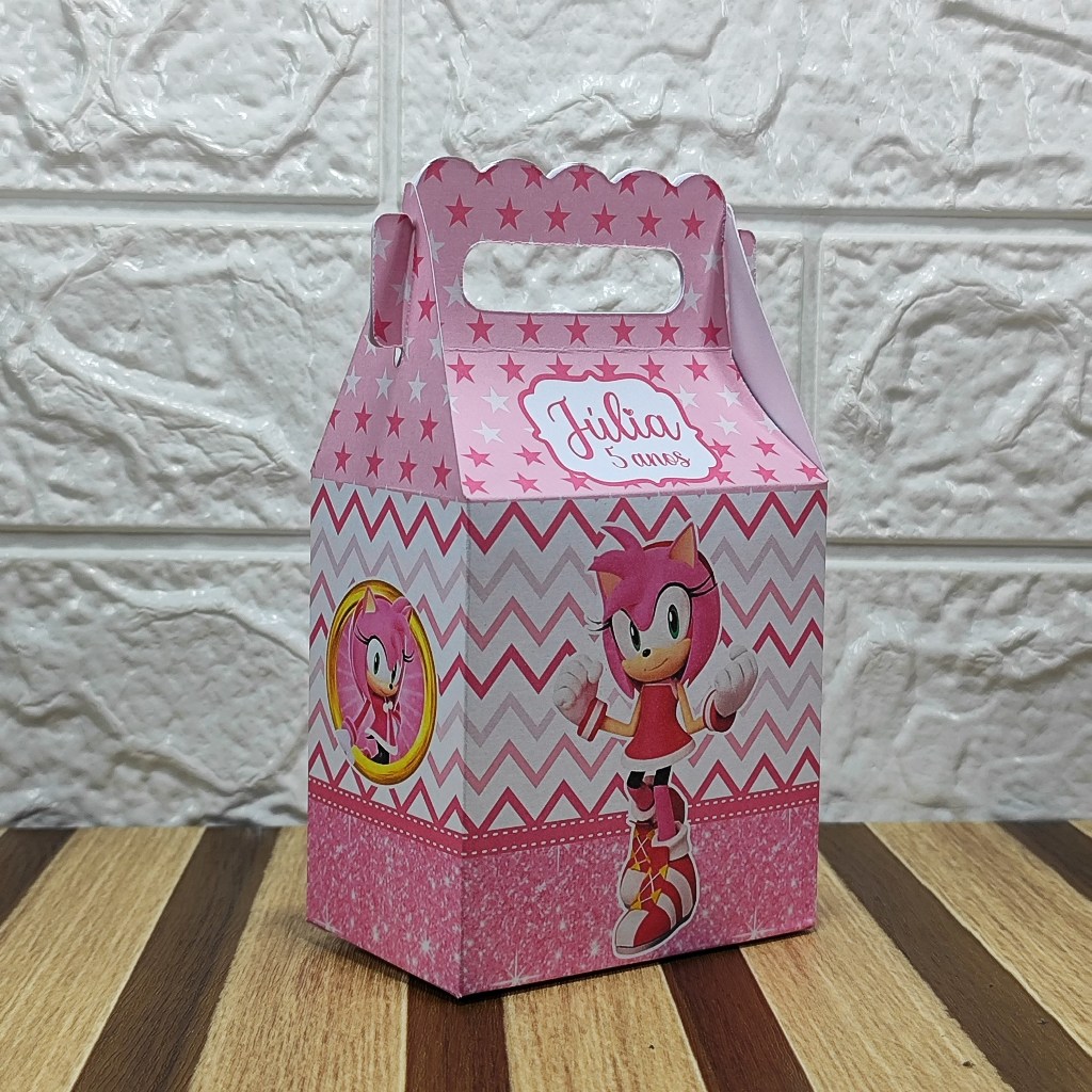 Lembrancinha Amy Rose - Sonic menina - Personalizados - Maletinha Aniversário Festa infantil - PEGUE E MONTE
