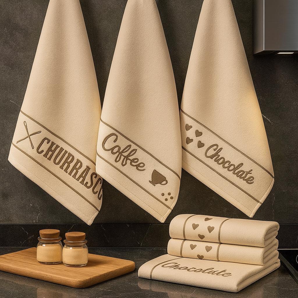 Kit 5 Panos de Prato Copa Jacquard 100 % Algodão 40 × 65 cm – Alta Absorção Qualidade