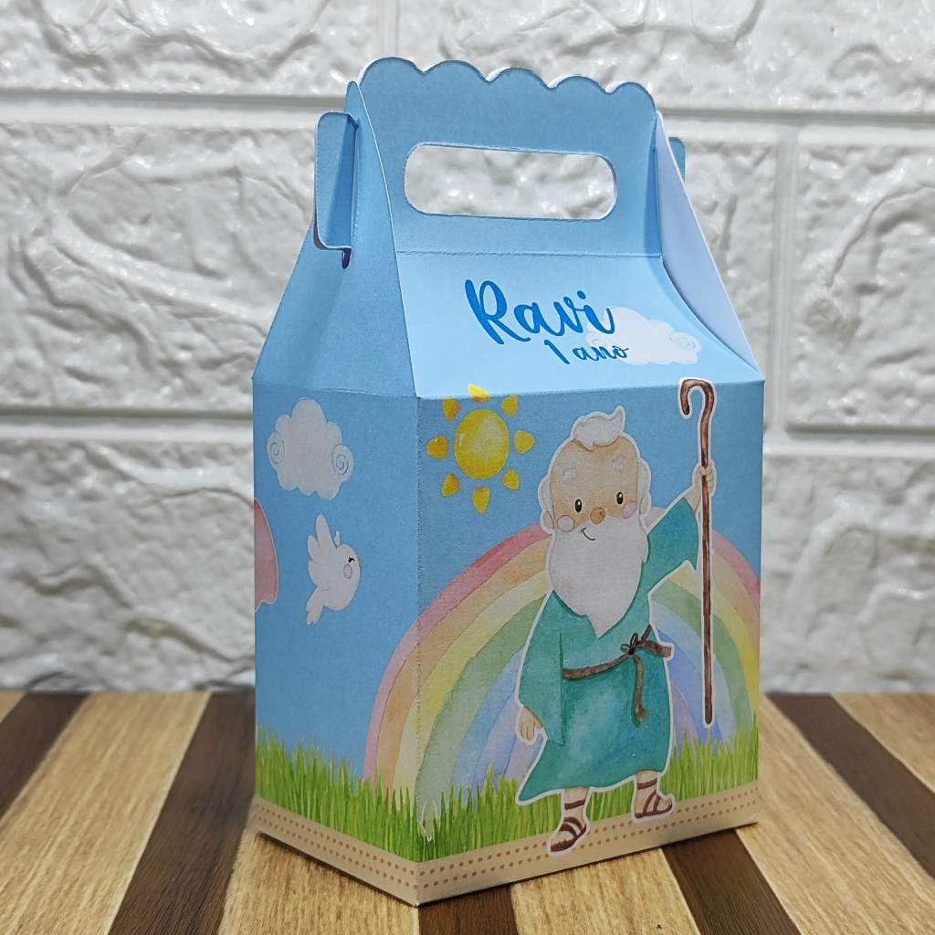 Caixa maletinha personalizada ARCA DE NÓE MENINO lembrancinha de festas de aniversário personalizados PEGUE E MONTE