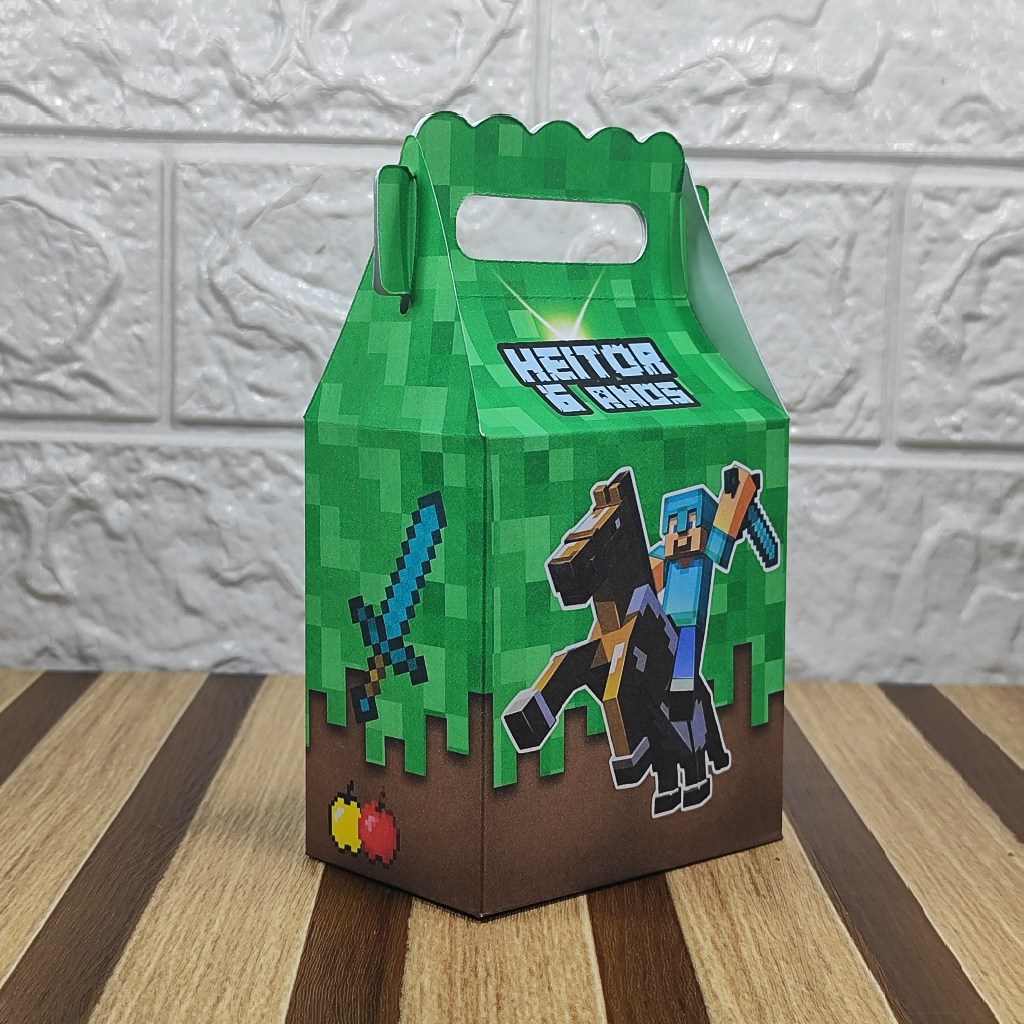 Caixa maletinha personalizada MINECRAFT lembrancinha de festas de aniversário personalizados PEGUE E MONTE