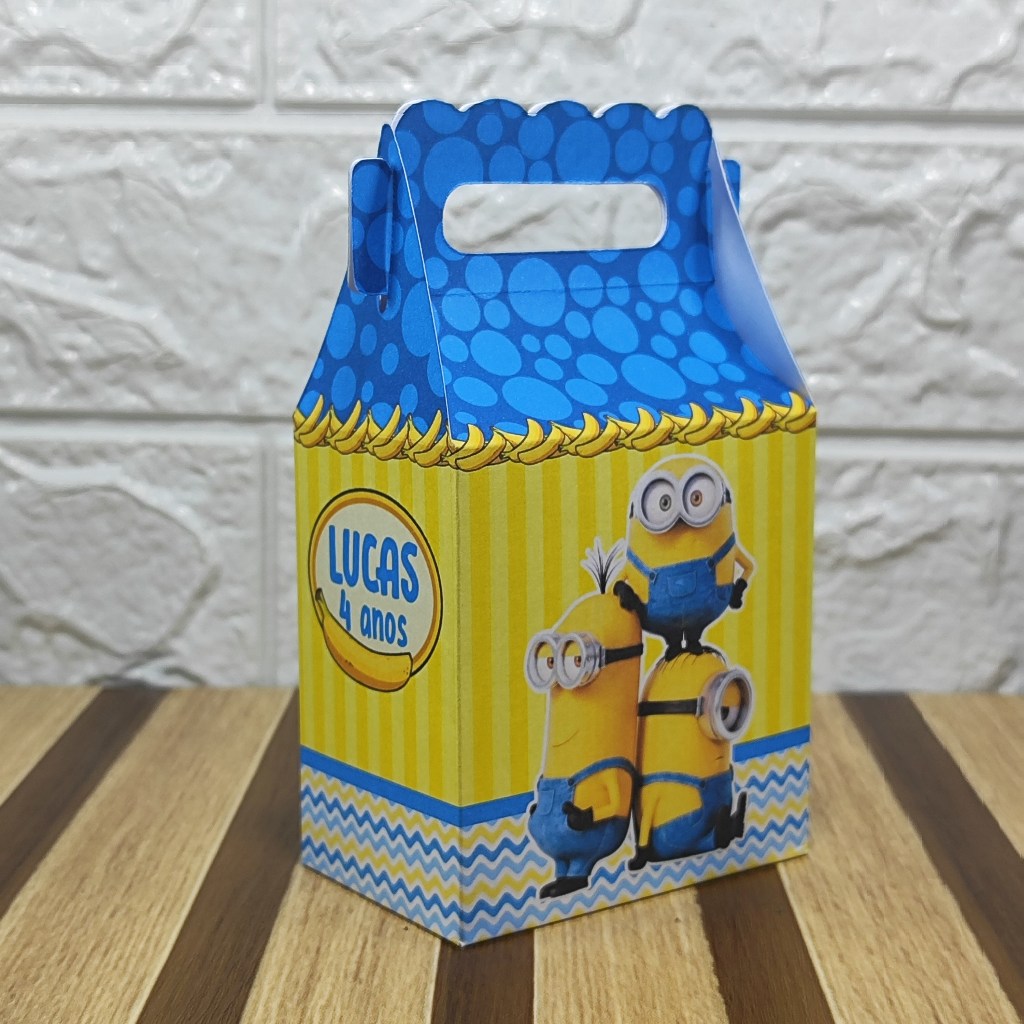 Caixa maletinha personalizada MINIONS lembrancinha de festas de aniversário personalizados PEGUE E MONTE
