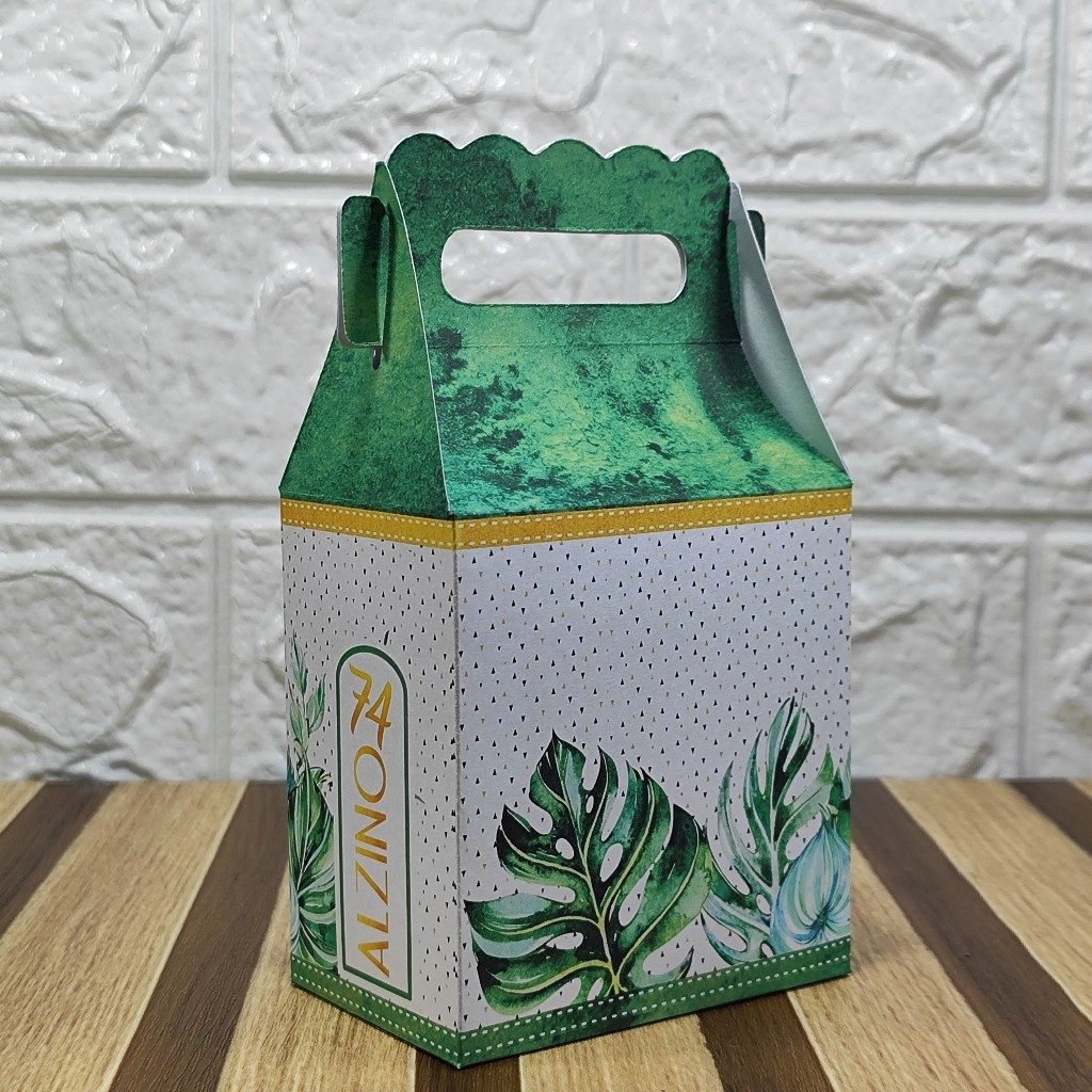 Caixa maletinha personalizada VERDE E DOURADO lembrancinha de festas de aniversário personalizados PEGUE E MONTE