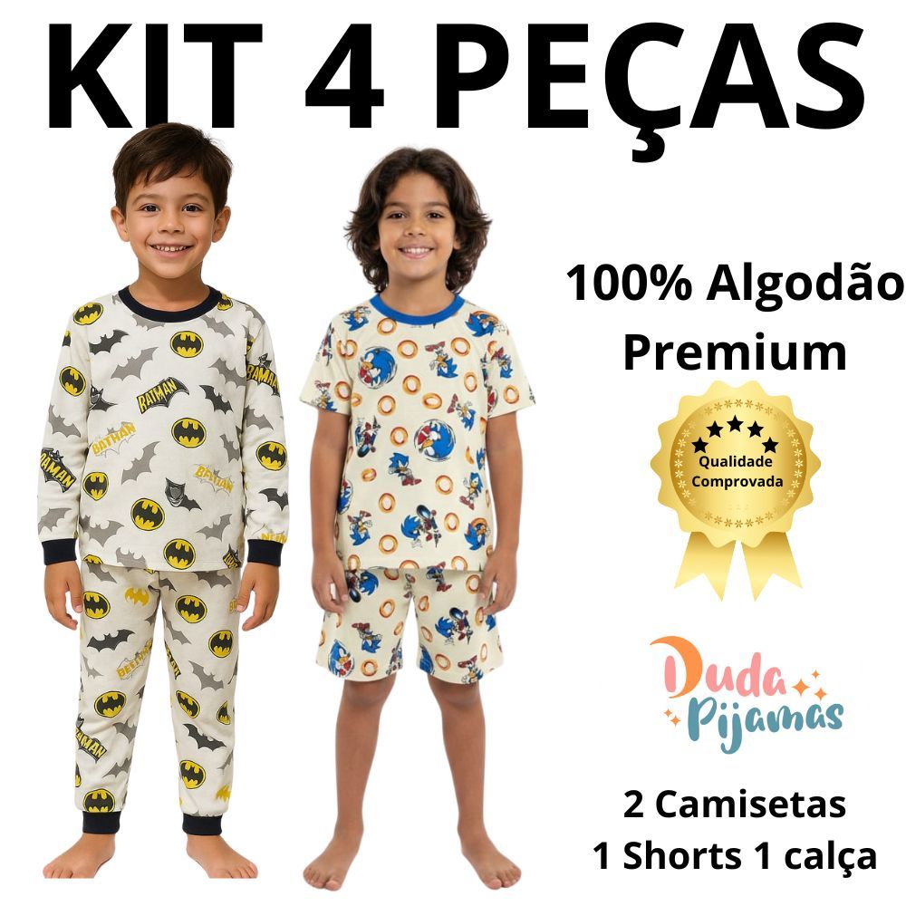Pijama Infantil Menino  Homem Aranha  Batman100% Algodão Masculino Blusa Calça Envio Imediato