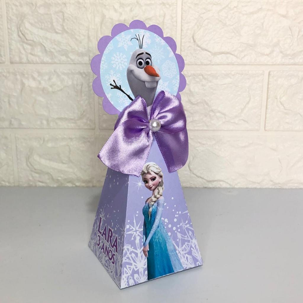 Lembrancinha Caixa Pirâmide Personalizada Aniversário Festa Frozen Personalizados