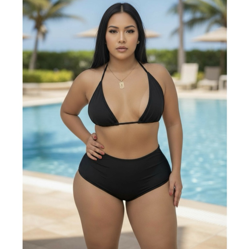 Biquini Plus Size Lipo Cintura Alta Cortinão Hot Pant Tamanho Grande