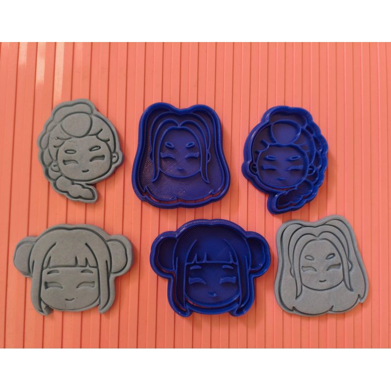 🌸💖Guerreiras Cortador para Cookies e Pasta Americana K POP MENINAS ANIME | Kit 3 pçs Com Puxador