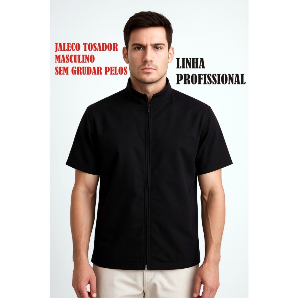 Jaleco, camisa de Tosa Masculino Anti Pelos Jaleco Tosador Groomer Preto