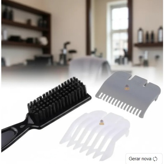 kit Degradê barbeiro Barbershop Cabeleireiro 1 escova degradê 2 pentes de máquina disfarce