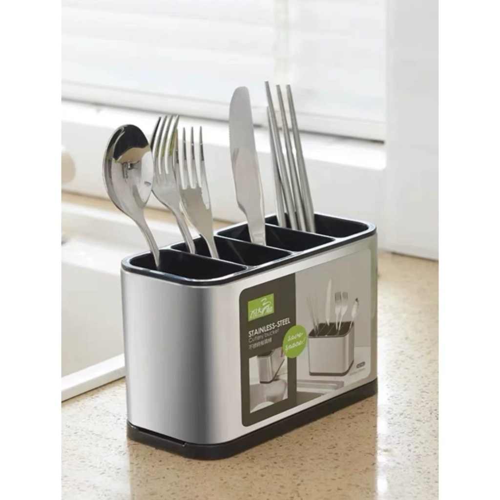 Escorredor Talher Aço Inoxidável Premium Suporte Organizador Armazenamento Utensílios em Oferta na Shopee