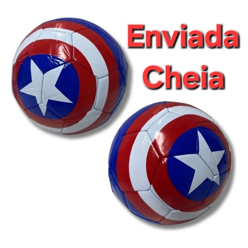 Bola Infantil Couro Sintético N°5 Capitão América Azul Futebol