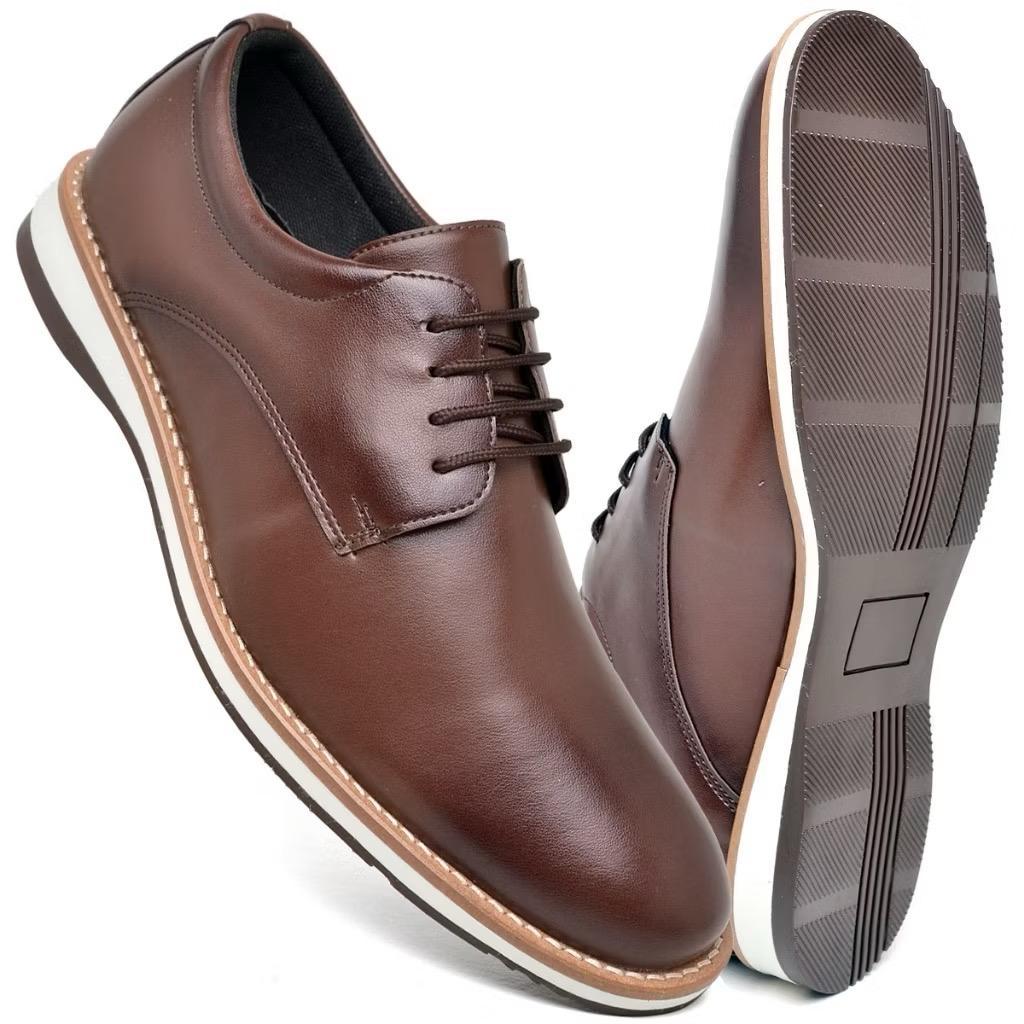 Kit Sapato Casual Masculino Oxford Cinto + Relogio Couro Preto Marrom Sapatenis Couro Sintetico Festa Trabalho — imagem 2 de 2