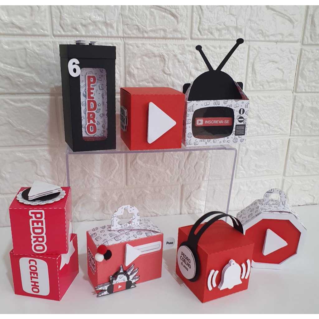 Caixas Personalizadas 3D Tema You Tube – Lembrancinha / Mesversário / Festa Infantil / Aniversário