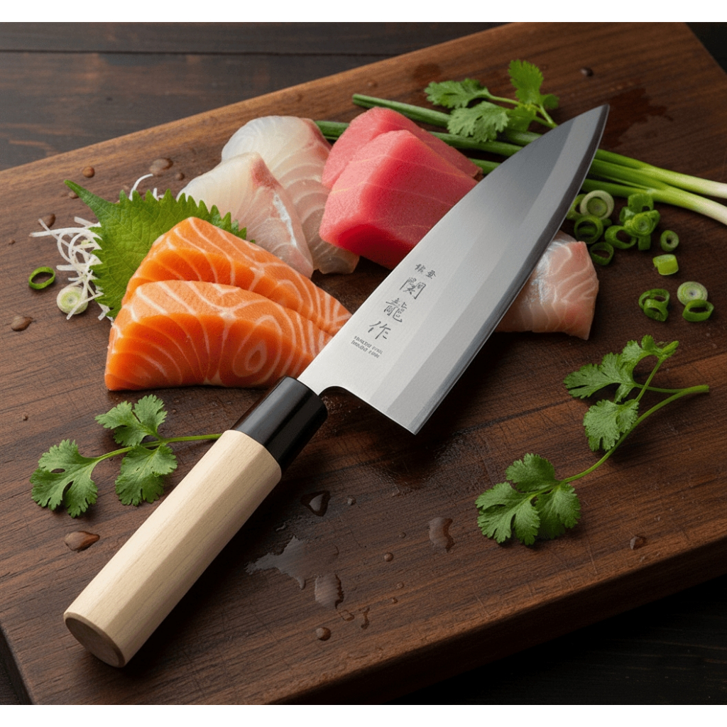 FACA JAPONESA Deba Para Cortes de Peixes - Faca Japonesa Para Sushiman Restaurante Japonês Japão