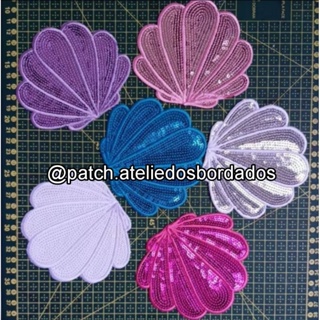 Patch  Bordado termocolante Concha  grande paete em Oferta na Shopee