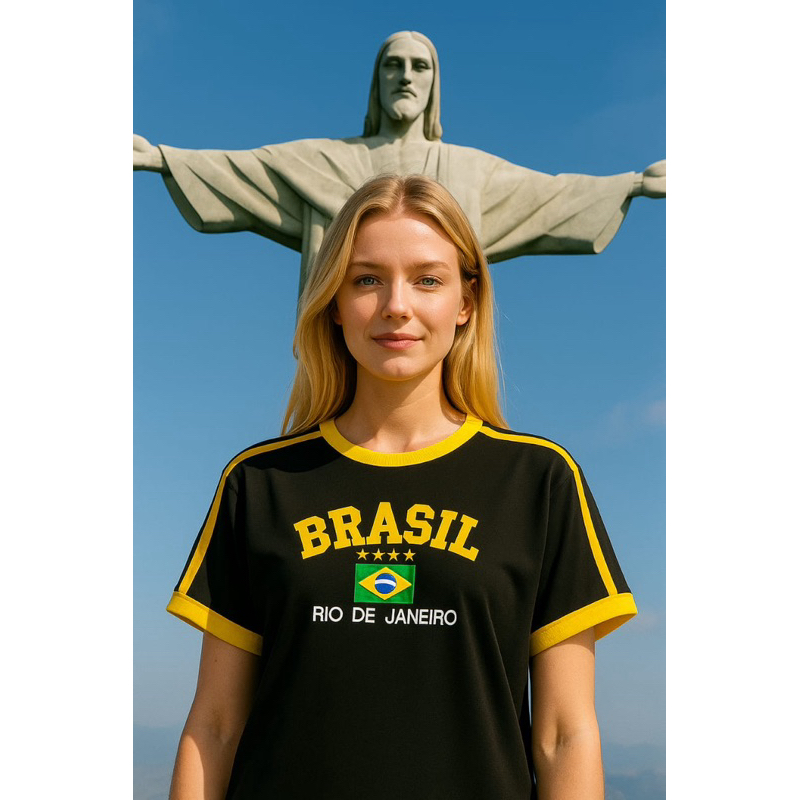 Camisa Bandeira do Brasil Blusa bordada
