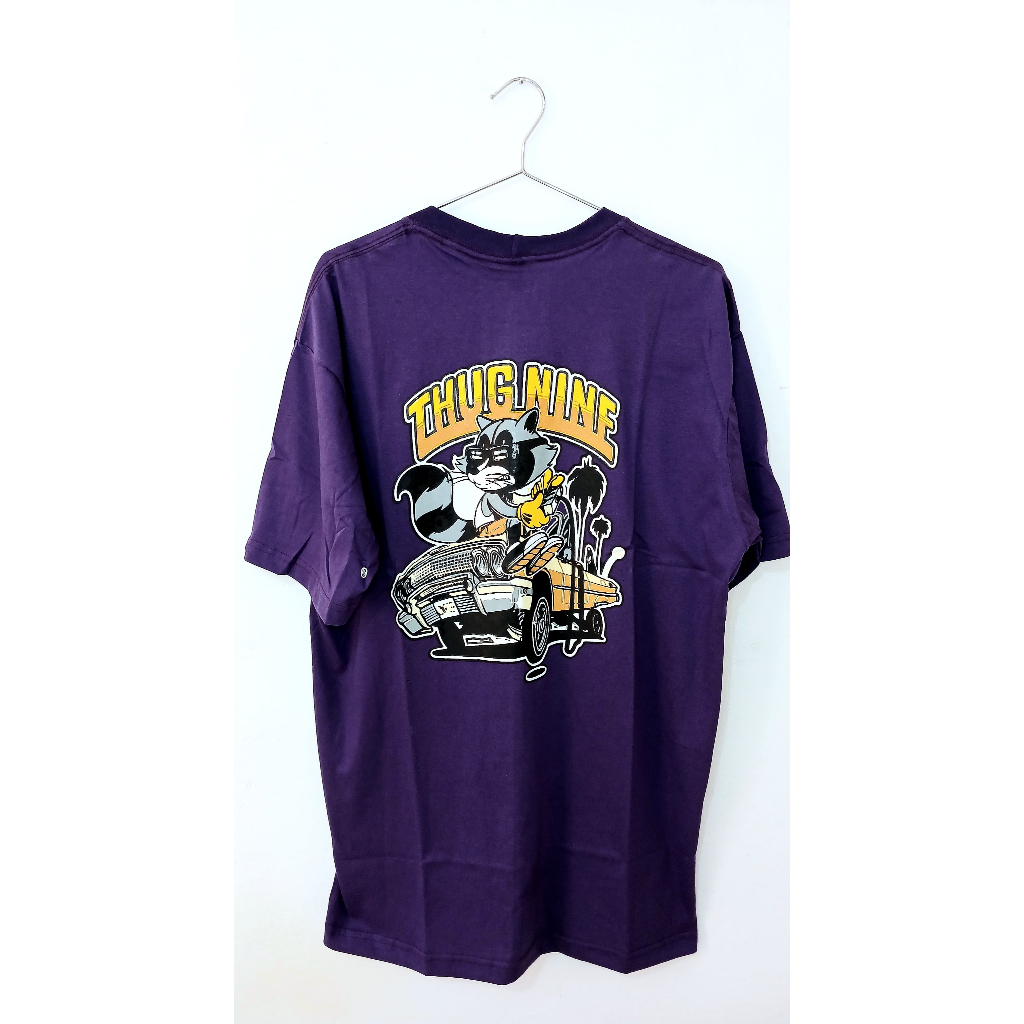 Camiseta Thug Nine Roxa Oversized GG Masculina Streetwear Original