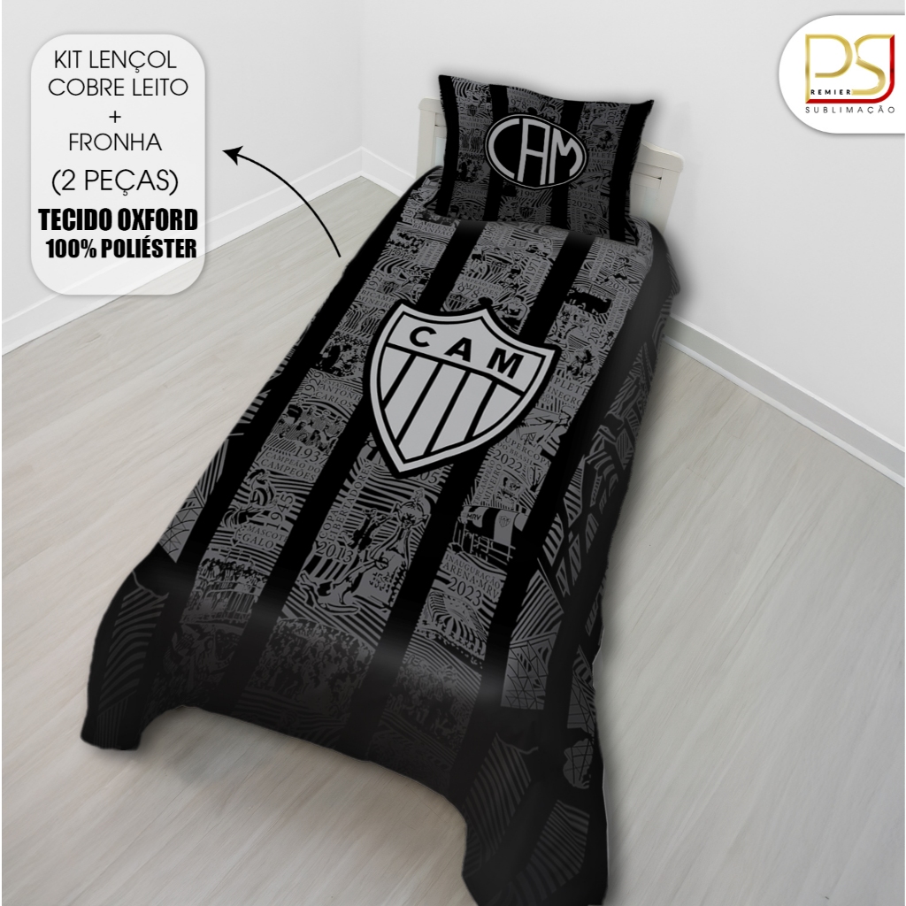 Jogo De Lençol Cobre Leito + Fronha Atletico