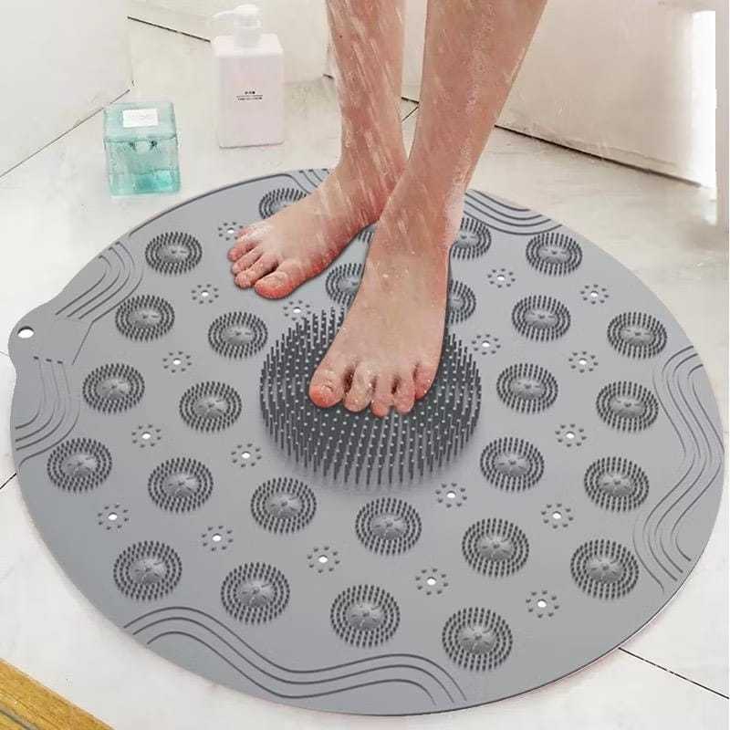 Tapete de Box de Silicone Redondo Antiderrapante Massageador Limpeza Pés Banho em Oferta na Shopee