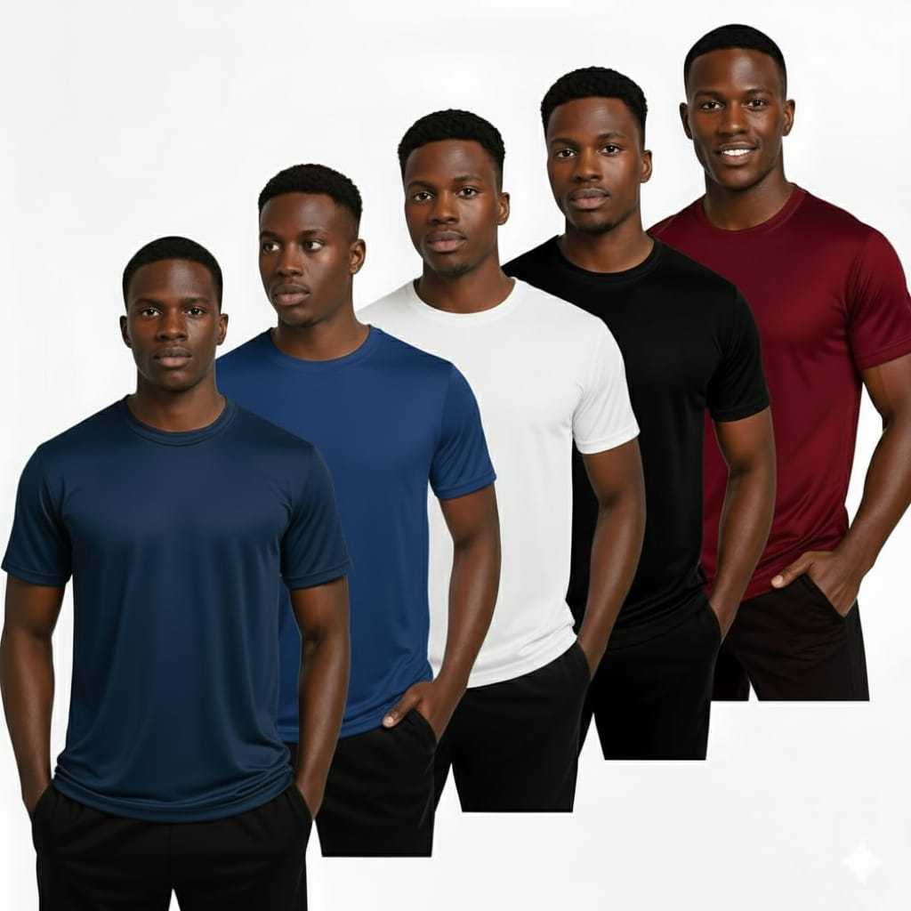 Kit 5 Camisetas Poliéster DryFit Masculina Lisa Academia Corrida Casual Esportes Confortável