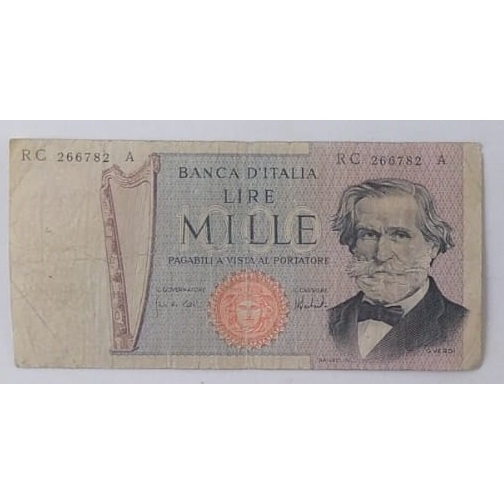 Antiga Cédula de 1000 liras da Itália - bem conservada
