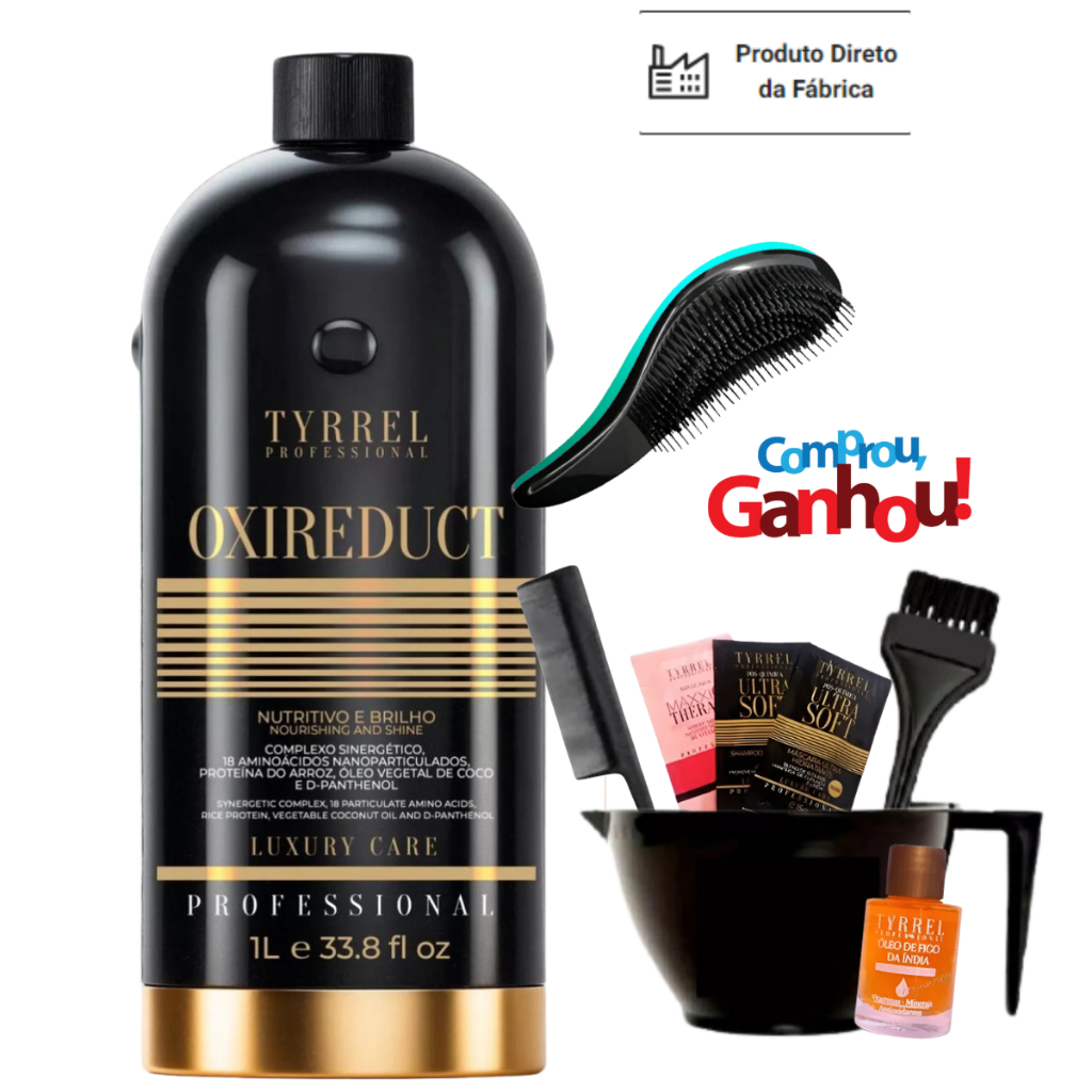 Tyrrel Oxiredut Tratamento Progressivo Litro + Kit Aplicação + Escova Mágica + Sache e Óleo em Oferta na Shopee