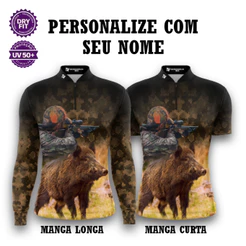 Camisa Zíper Caça Tiro Certo – Unissex UV50+ Premium Personalizada
