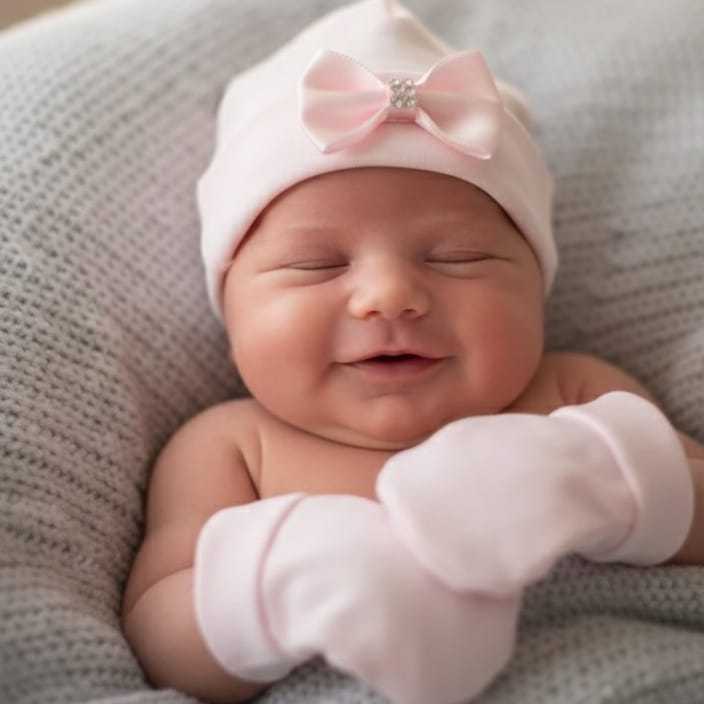 kit RN Luva e Touca para bebês meninas malha  100%algodão