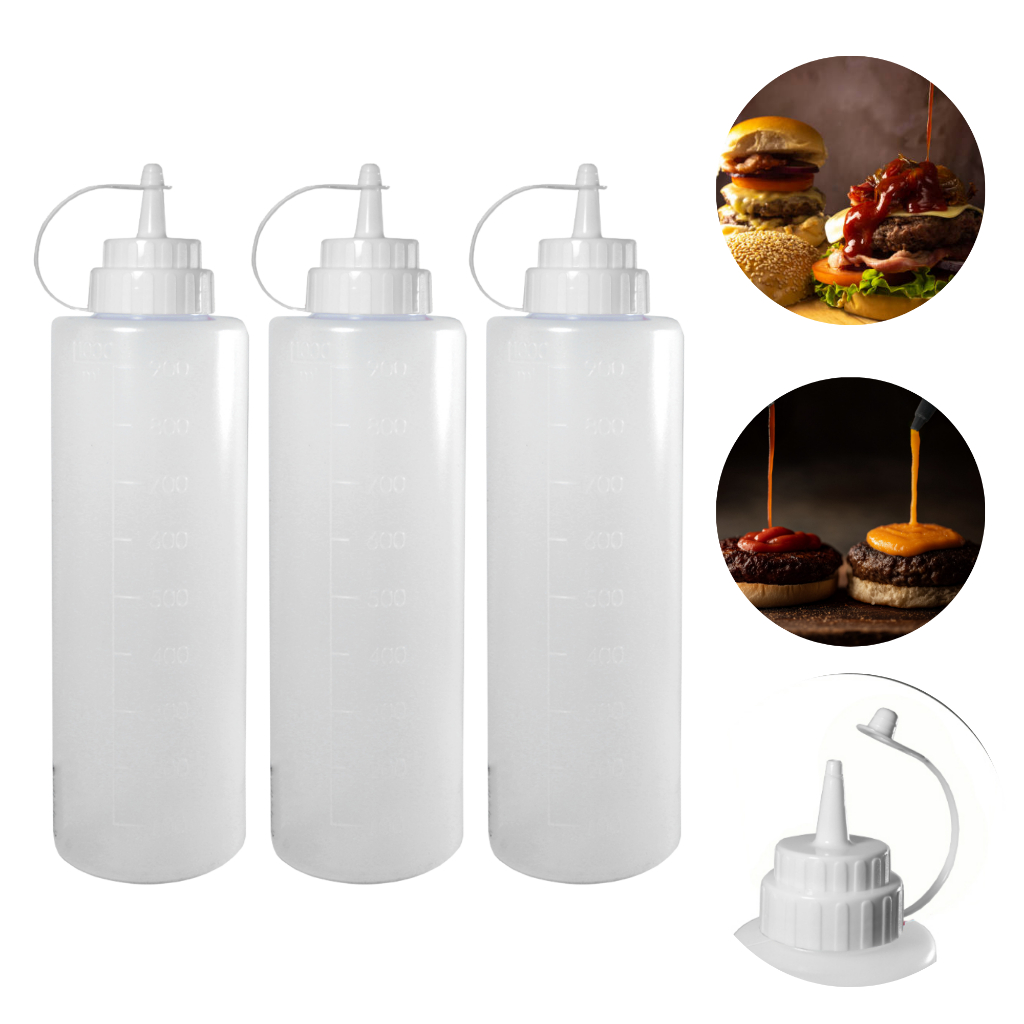 Kit 3 Bisnaga Profissional 1l Confeiteiro Molhos Bpa Free