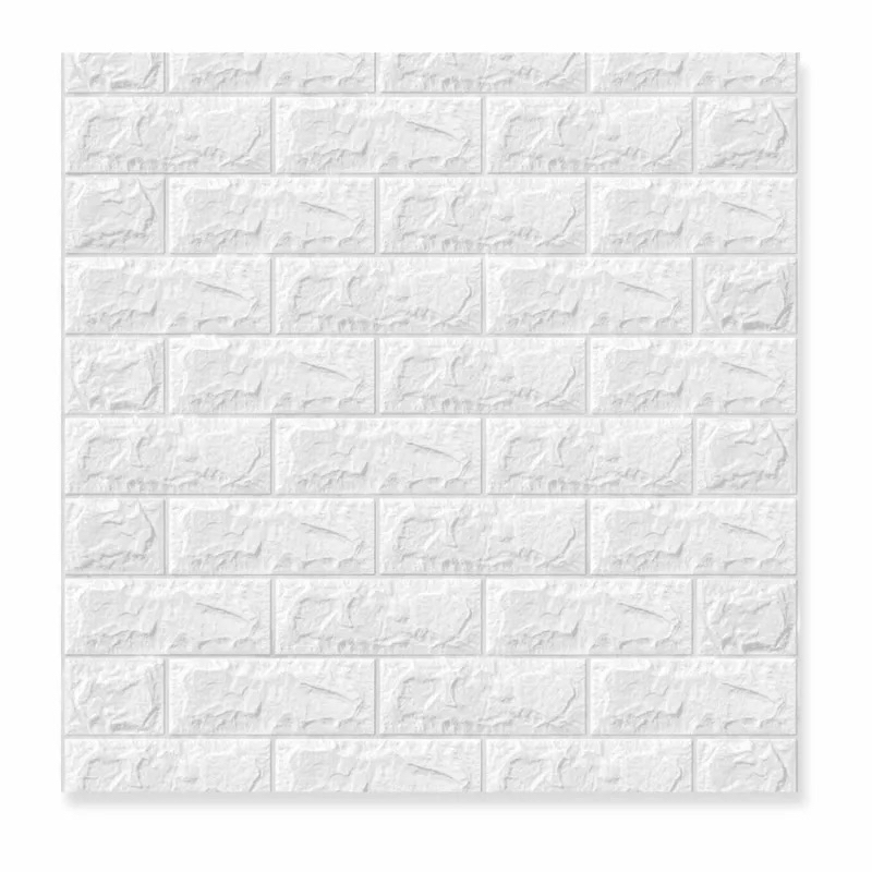Papel De Parede 3D Branco tijolinho 70x77cm