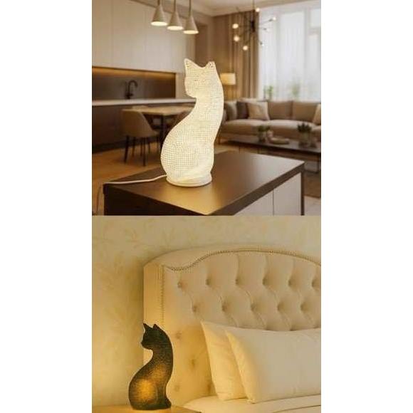 Luminária Abajur Bivolt Decorativo para Mesa criado Mudo Abajour Gato Cabeceira Cama Quarto Sala luxo