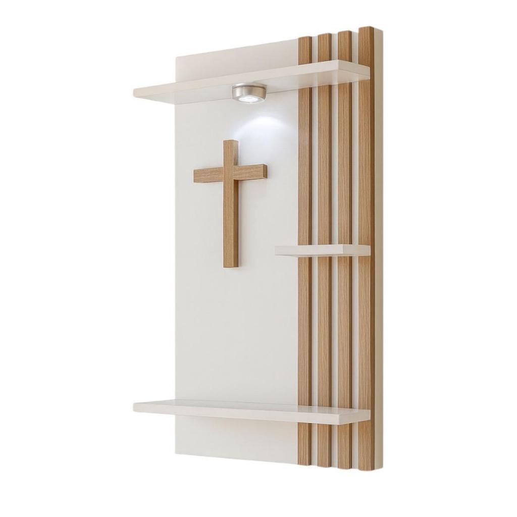 Oratório Ripado em MDF Com Luminária Cantinho da Oração em Oferta na Shopee