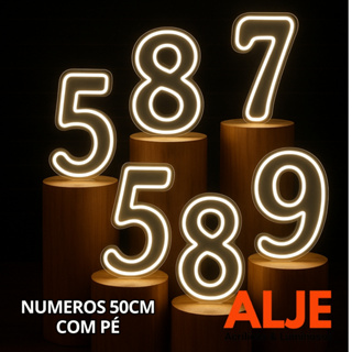 Painel Led Neon Numeros 0 a 9 Iluminção 50cm Decoração Festa Eventos Quente/Frio com pé de Chão em Oferta na Shopee
