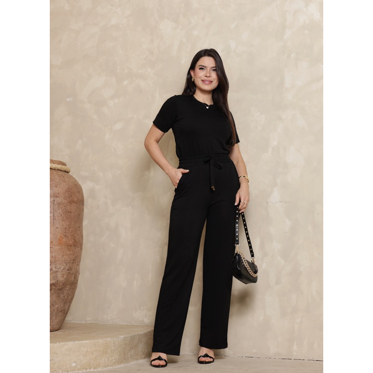 Conjunto Feminino Moletinho Calça e Blusa Manga Curta Premium Moda Casual Chic em Oferta na Shopee