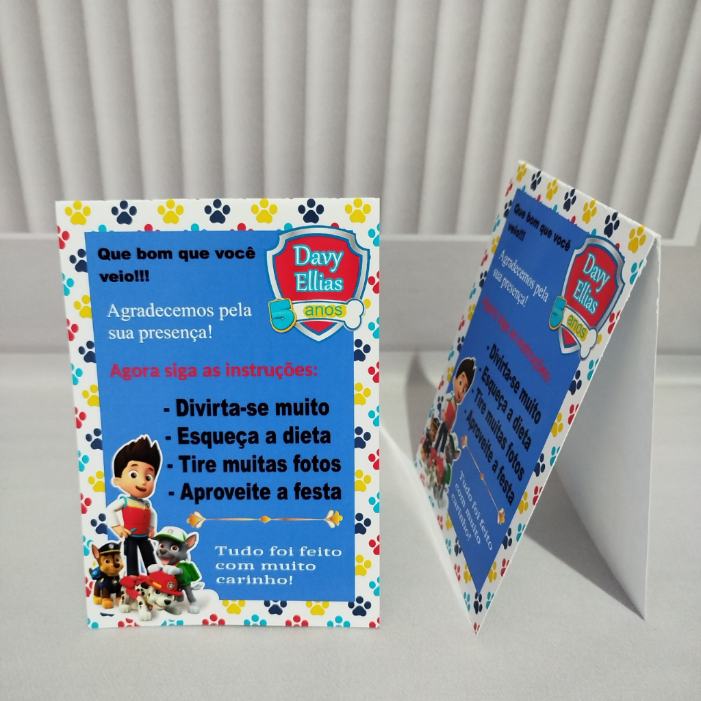 PLAQUINAS DE AGRADECIMENTO, CENTRO DE MESA, PERSONALIZADAS, TEMA PATRULHA CANINA, DECORAÇÃO/ANIVERSÁRIO/ FESTA INFANTIL
