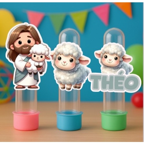 ENVIO RÁPIDO Kit Aplique para tubete Jesus meu Bom Pastor -Lembrancinha personalizada decoração infantil