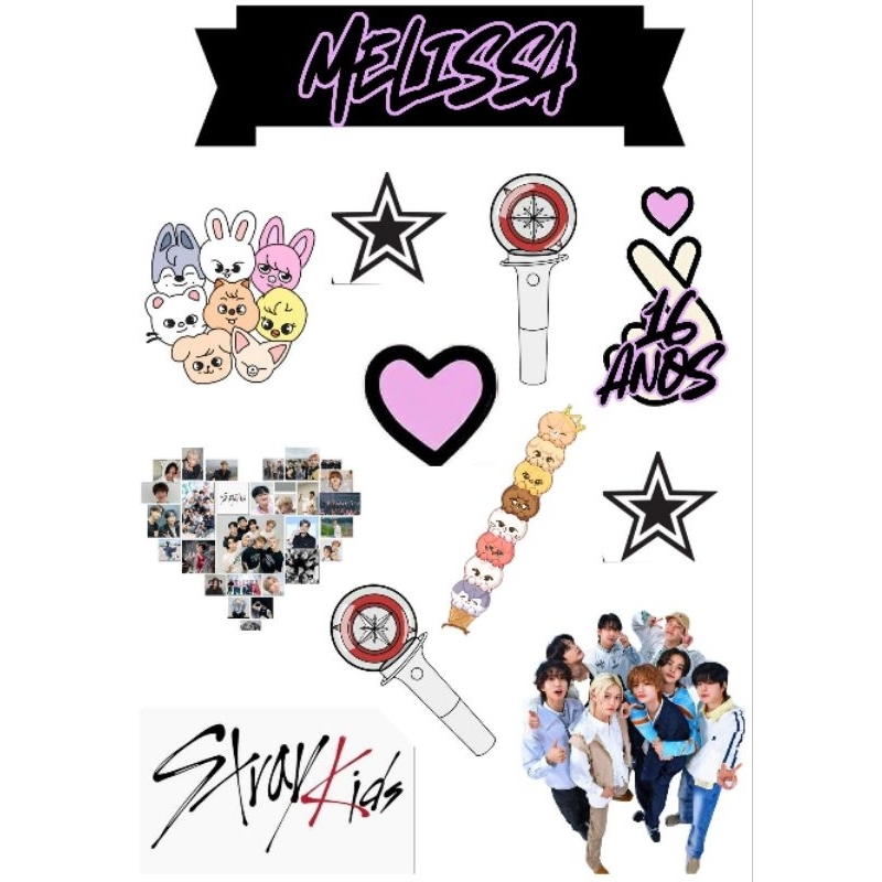 TOPPER ( Topo de bolo personalizado para festa STRAY KIDS / K - POP) em Oferta na Shopee