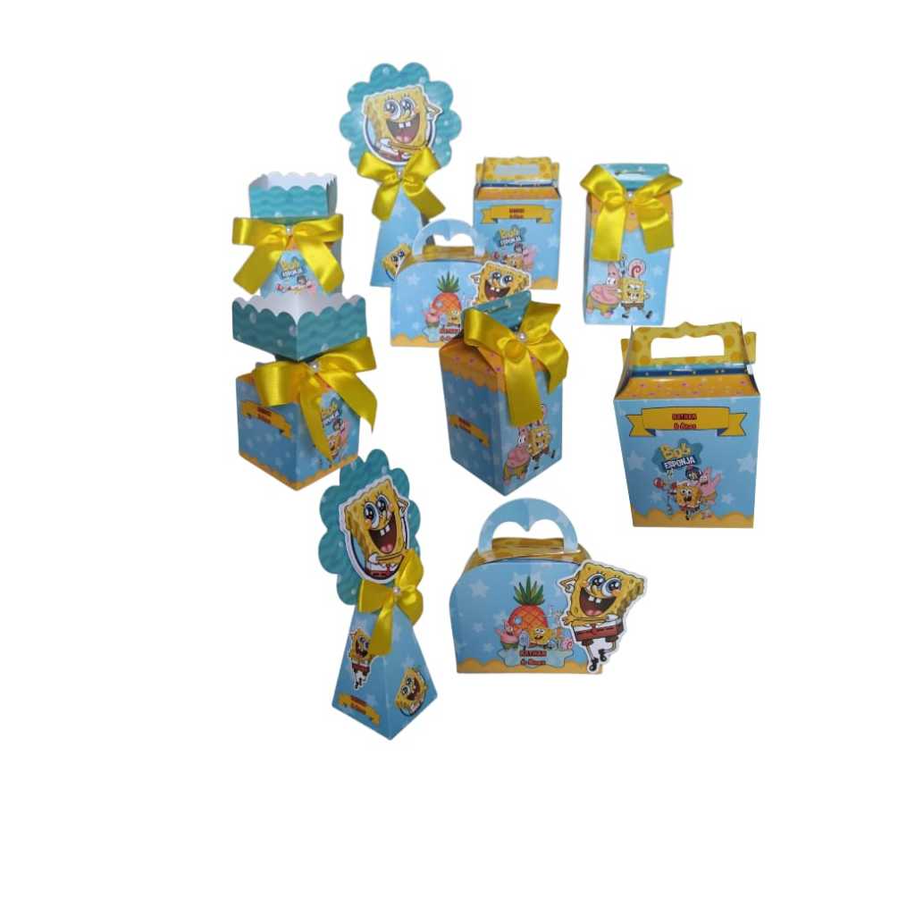 Kit Festa Personalizado Bob Esponja Lembrancinhas Aniversário caixinhas