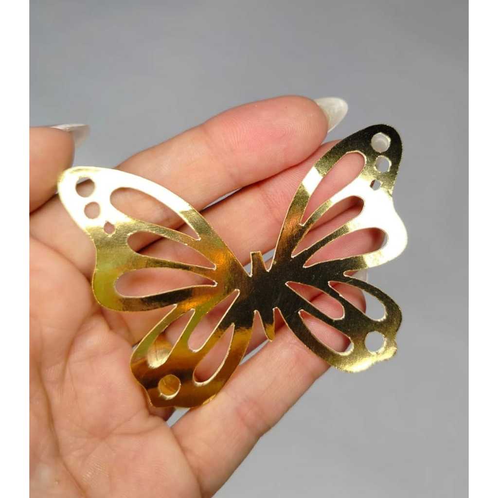 ENVIO IMEDIATO🦋 Aplique de Borboleta Dourada 3D | Papel Lamicote Premium p/Artesanato e Decoração/Jardim das borboletas✨
