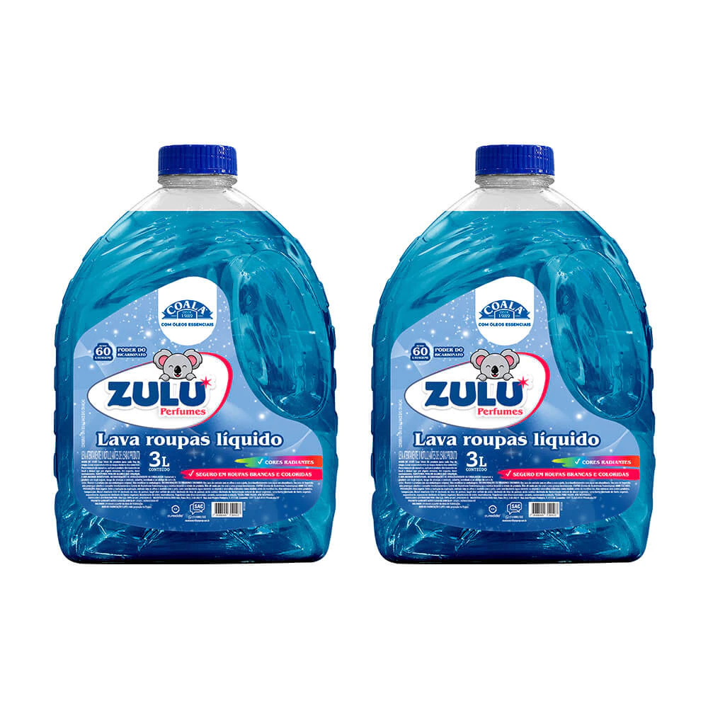 Kit Econômico 2x Lava Roupas Zulu 3 Litros – Perfumes Coala | Roupas Limpas e Cheirosas!