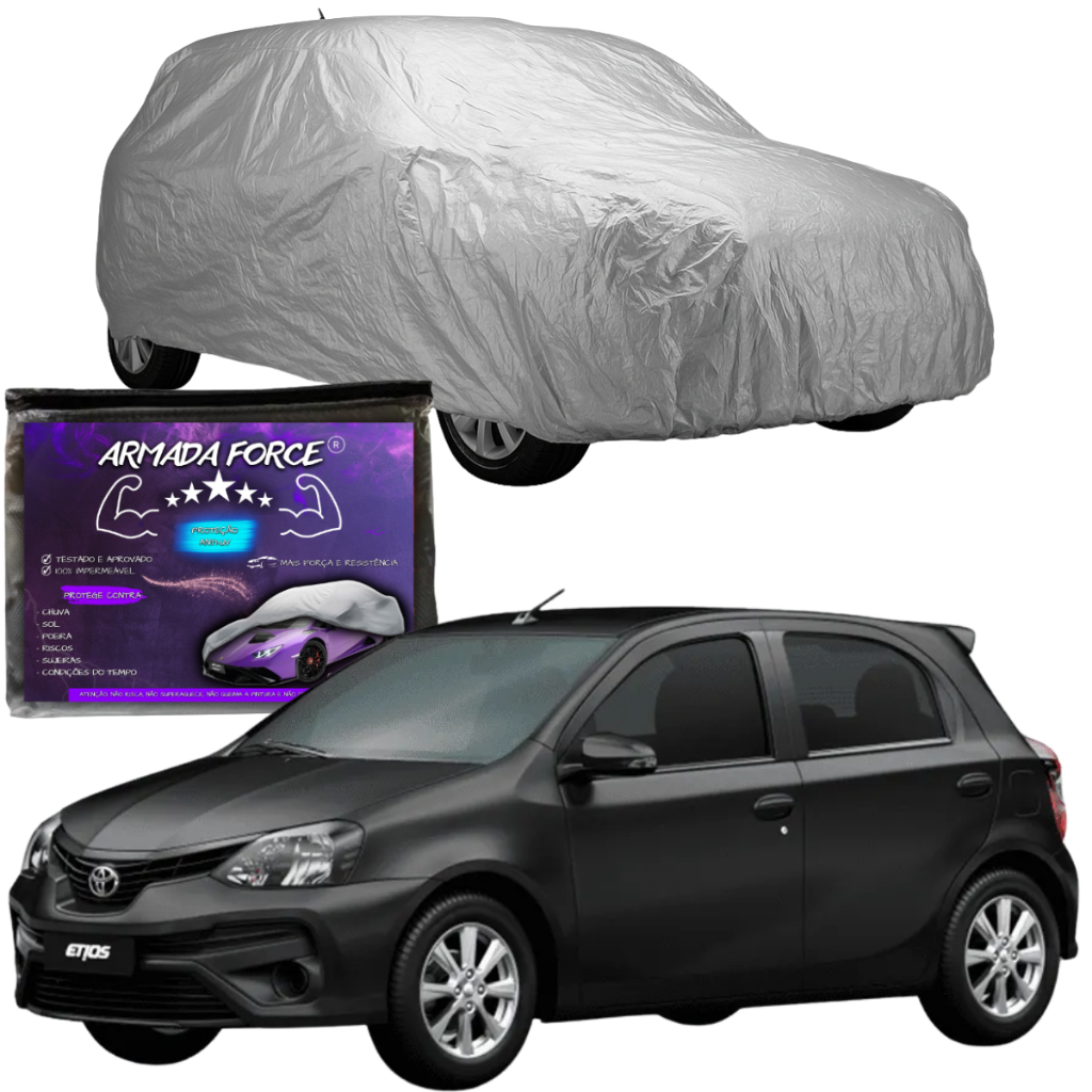 Capa Cobrir Carro Toyota Etios Com Forro Total 100% Impermeável Automotiva Proteção UV Sol e Chuva