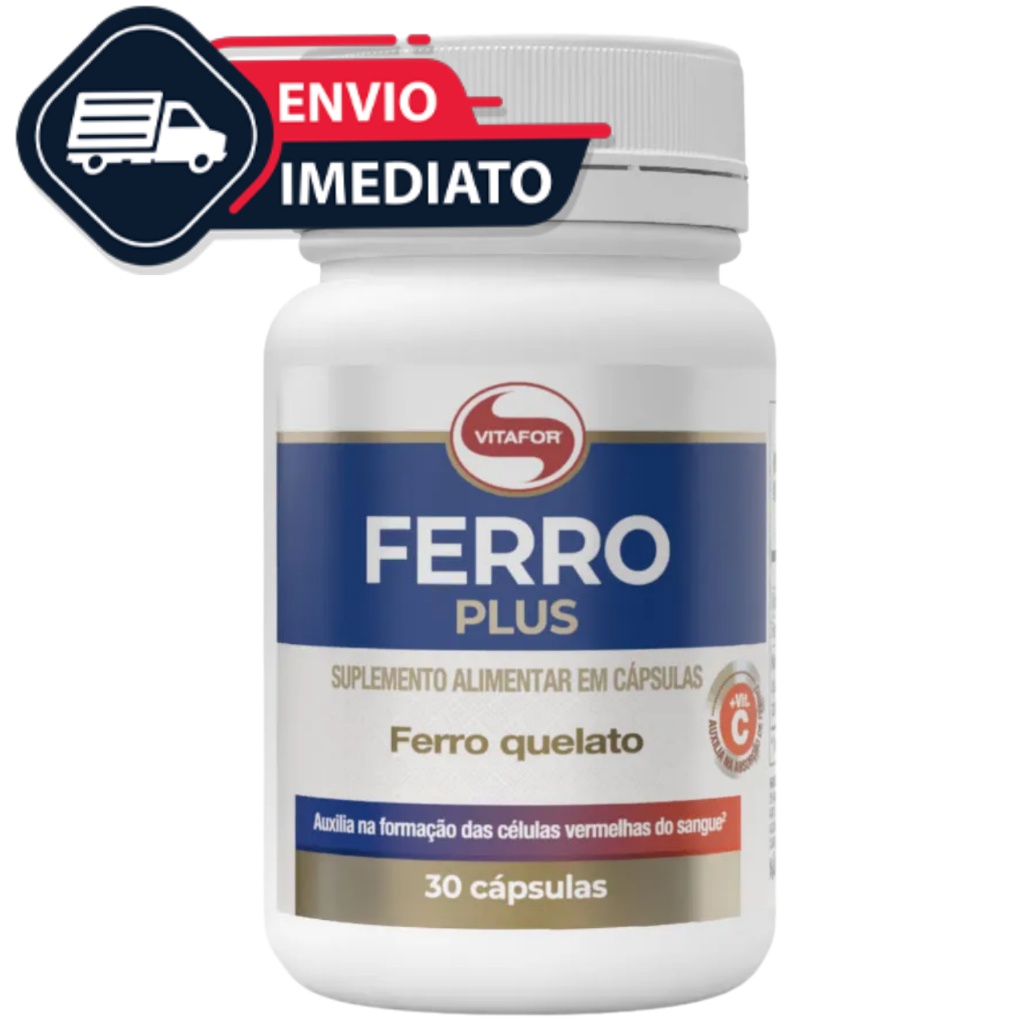 Ferro Quelato Plus Vitafor 30 Cápsulas Alta Absorção com Vitamina C Original Bisglicinato Ferroso