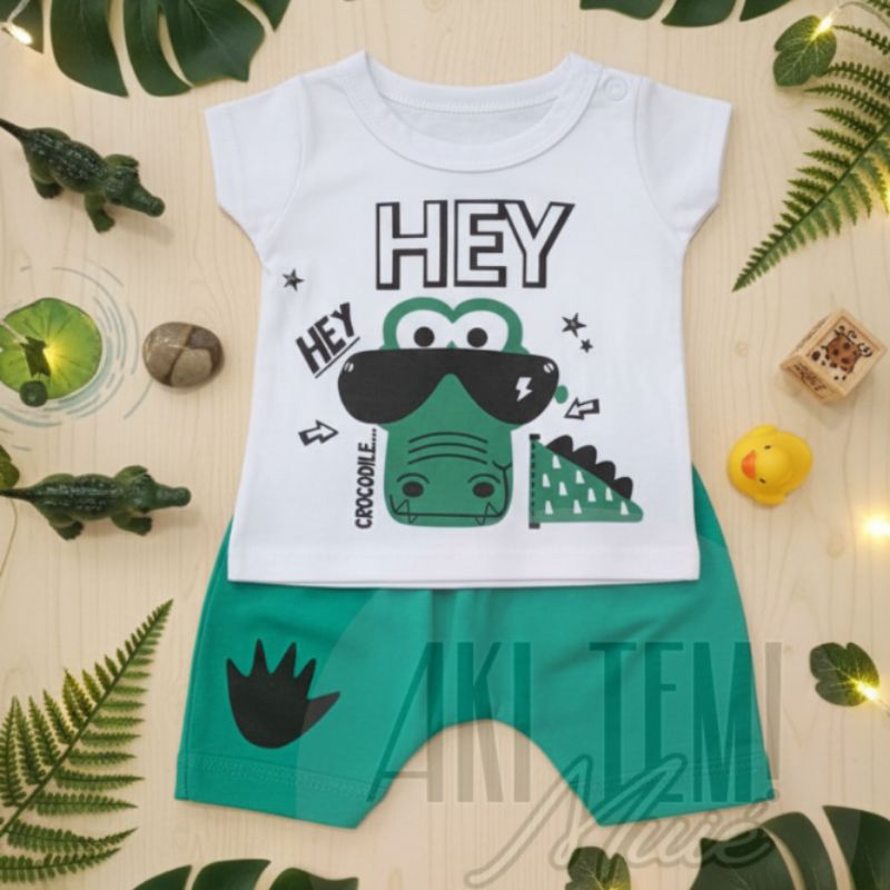 🐊 Conjunto Bebê Menino Verão 100% Algodão | Camiseta Crocodilo  + Short Verde | Roupa Infantil Temática Safari Fofo