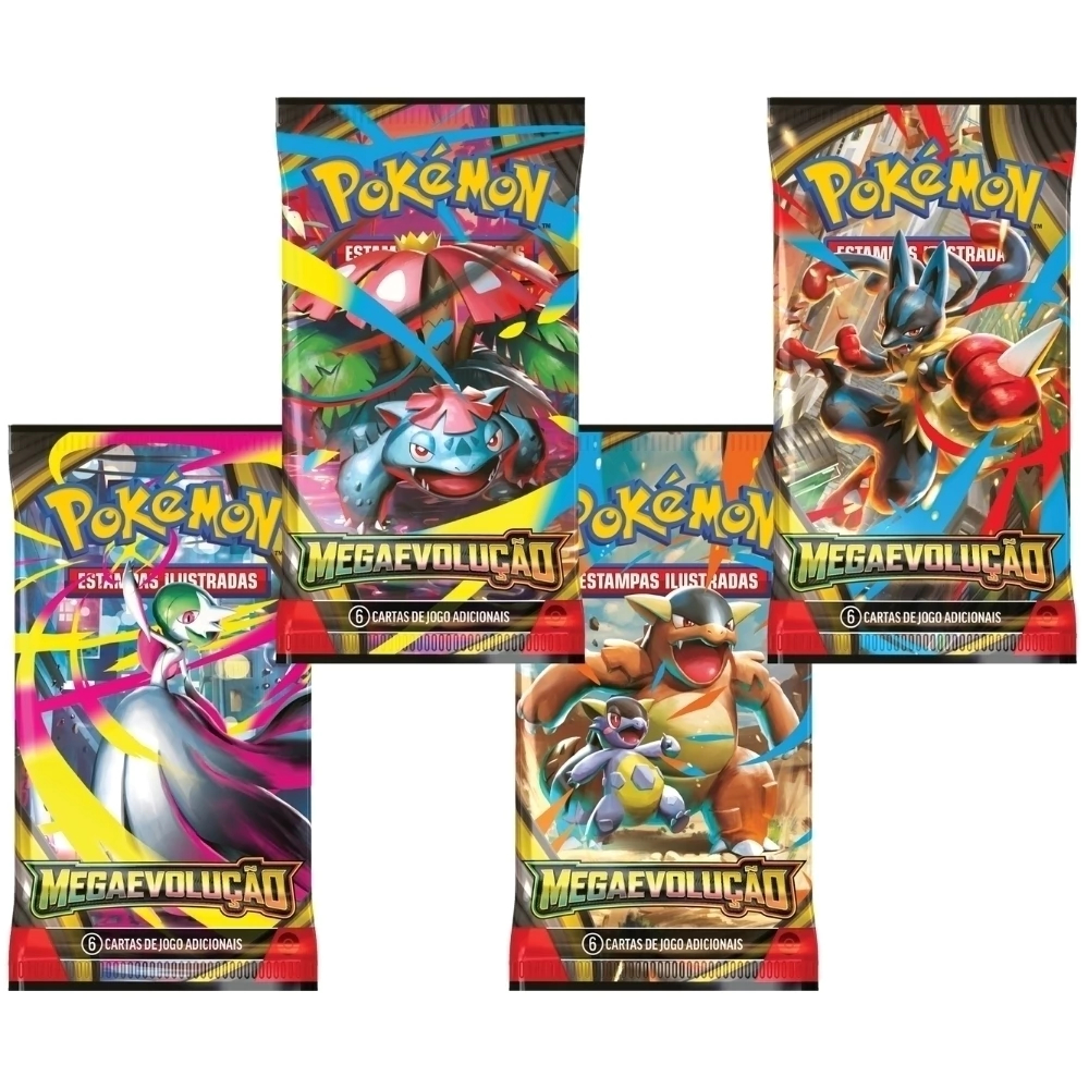 4 Boosters Mega Evolução Mega Evolução Pokémon TCG