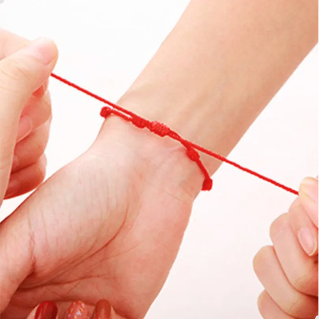 Detalhes do Pulseira 7 Nós Kabbalah Proteção e Fé – Cores Vermelho e Preto | Ajustável, Artesanal e Energizada