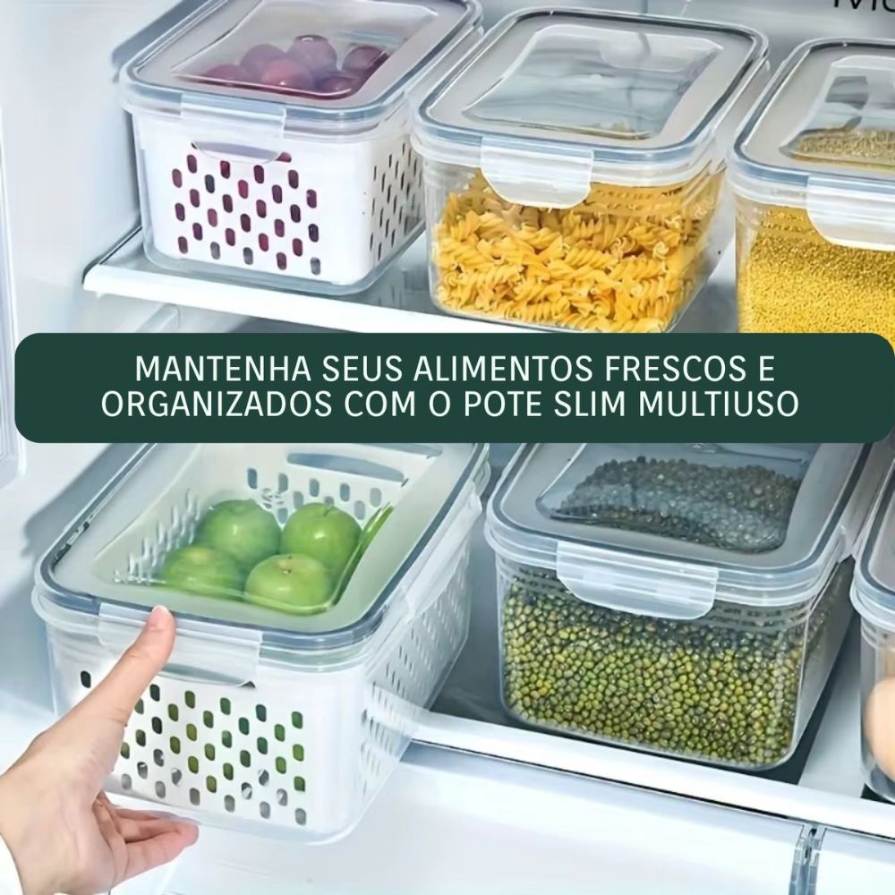 Kit 3 Potes Organizadores de Geladeira e Armário de Cozinha – Plástico Transparente Multiuso