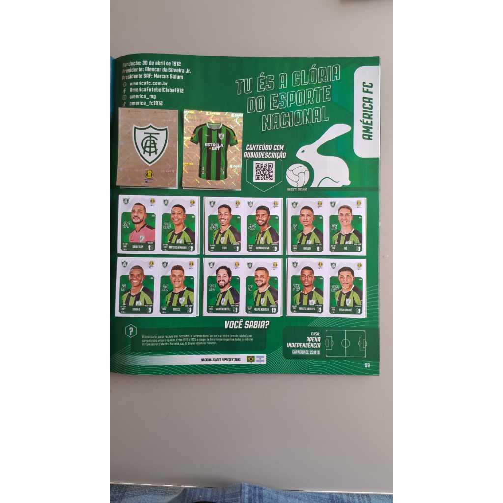 AMÉRICA MG FIGURINHAS CAMPEONATO BRASILEIRO SÉRIE B DE 2024 ( VENDA POR UNIDADE )