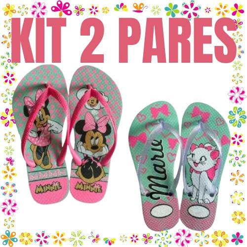 Kit 2 Pares de Chinelo Infantil Menina Feminino Envio Imediato Promocao Mais Vendidos