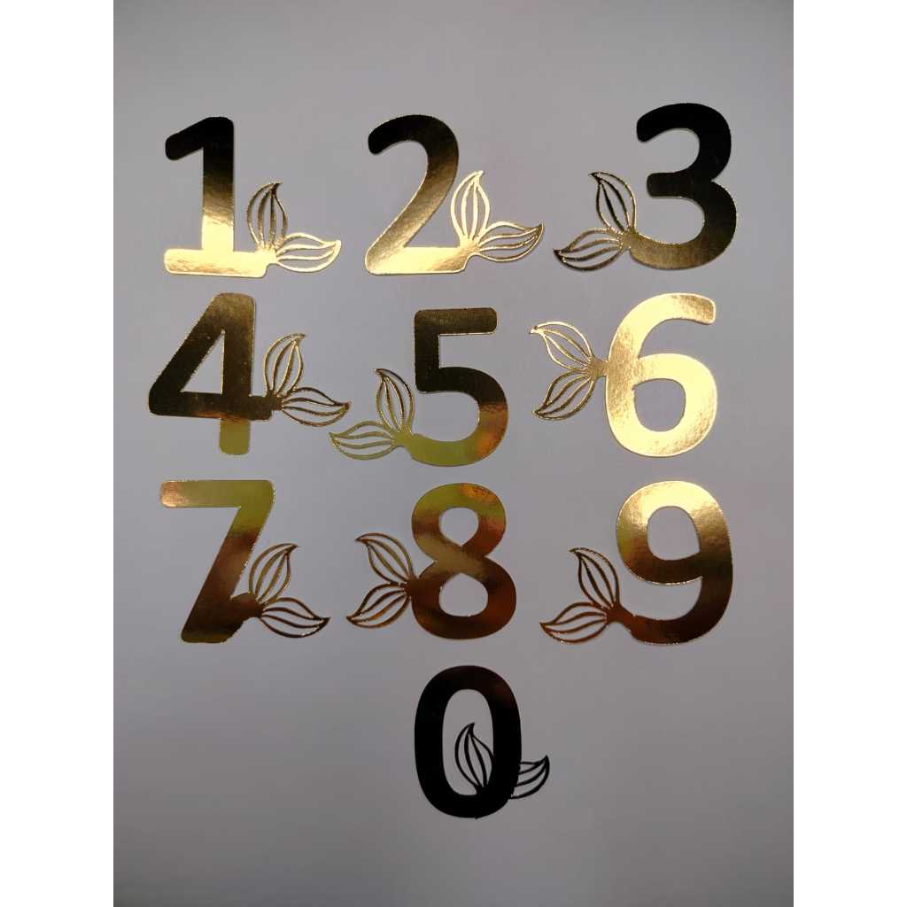 ENVIO RÁPIDO🧜‍♀️ Aplique de Número Cauda de Sereia|Papel Lamicote Dourado Premium|Decoração Festa Sereia e Fundo do Mar✨